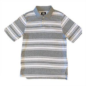 Ecko Unlimited Polo Shirt Gray White Stripes Size Small